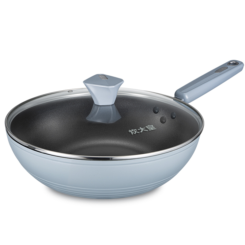 炊大皇谷里无油烟炒锅 炒锅不粘锅 易洁少油烟平底锅磁炉通用家用煎炒锅30cm GL30NF!