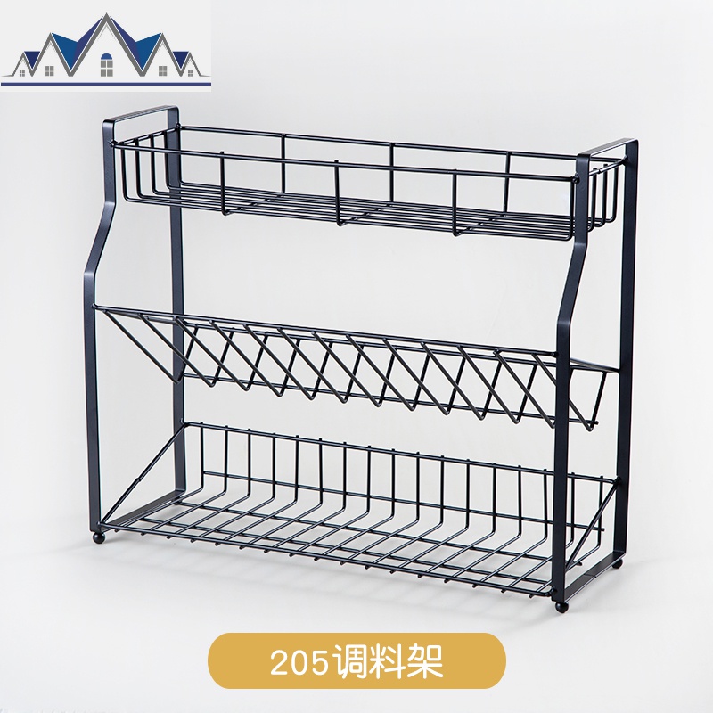 厨房酱油瓶置物架黑色调料架子家用多功能多层油盐酱醋收纳架台面 三维工匠高清大图