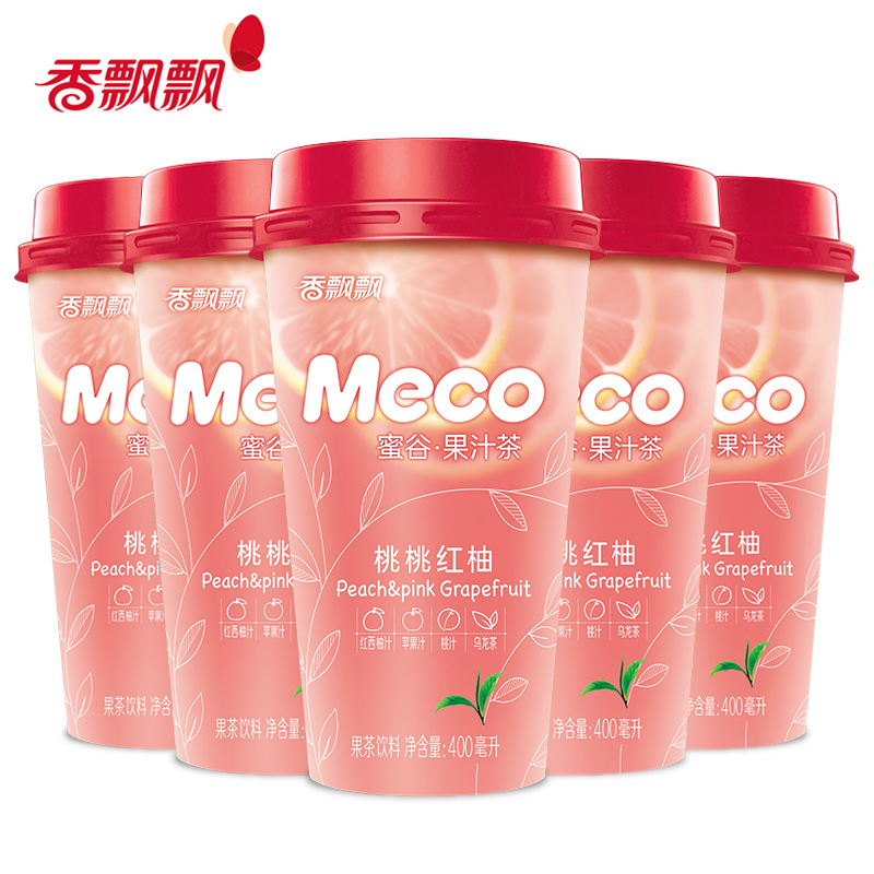 桃桃红柚6杯 香飘飘奶茶meco蜜谷果汁茶杯装 果味茶饮桃桃红柚味 果汁茶6杯装