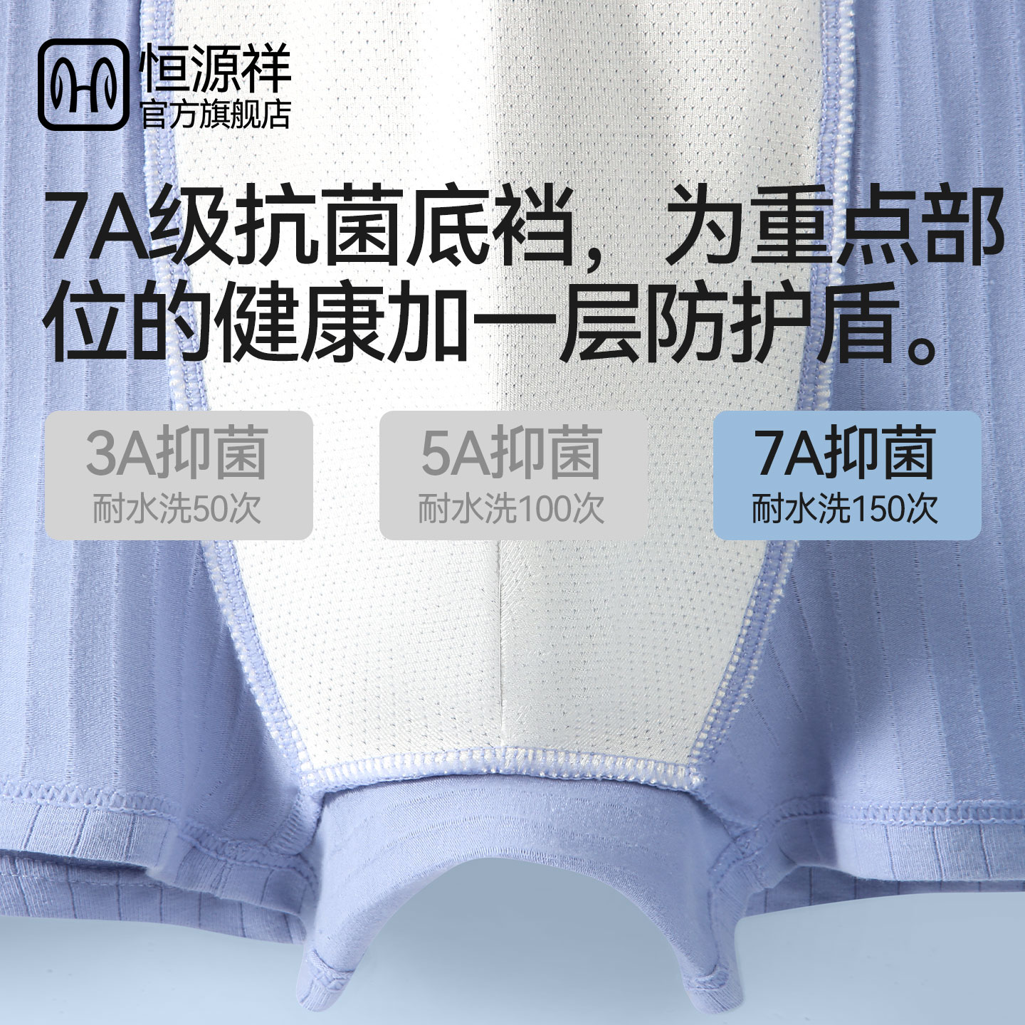 恒源祥内裤男生青少年发育期学生初高中生纯棉全棉男士款四角短初高清大图