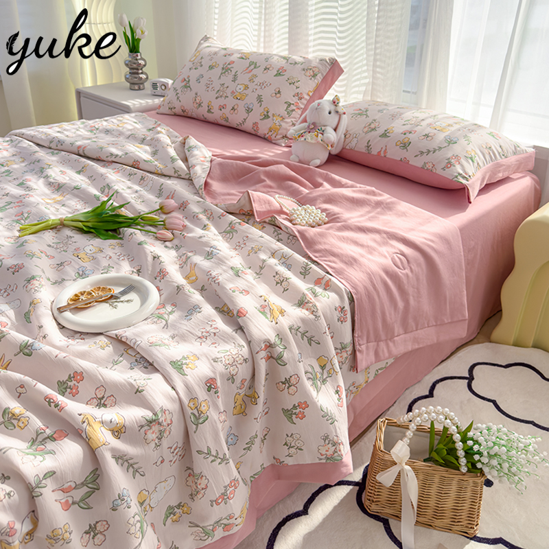 夏被四件套水洗棉麻双人凉感被单人宿舍空调婴儿夏凉被高清大图