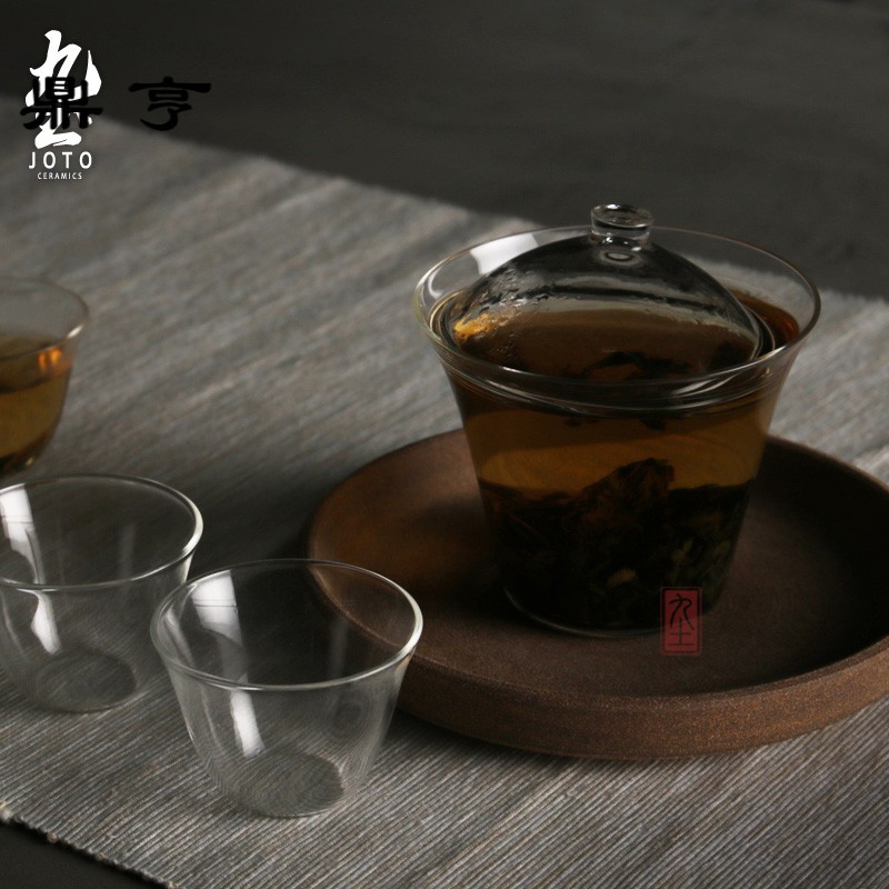 鼎亨手工吹制玻璃盖碗耐高温功夫茶具盖杯日式风禅味茶道器具茶杯