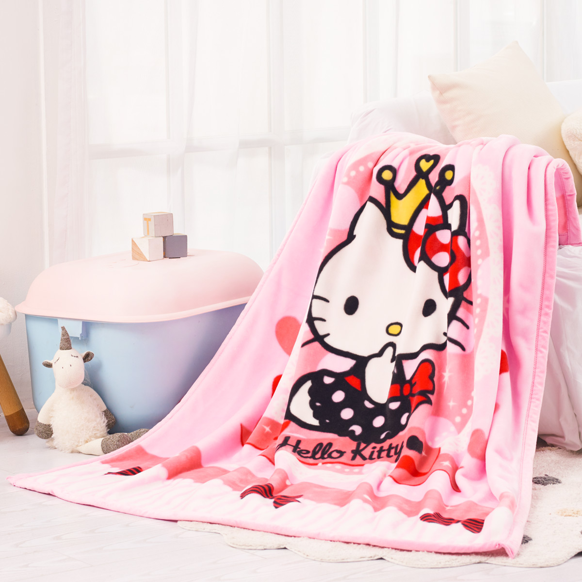 水星宝贝hellokitty恬静花跃云绒毯毛毯儿童卡通参数