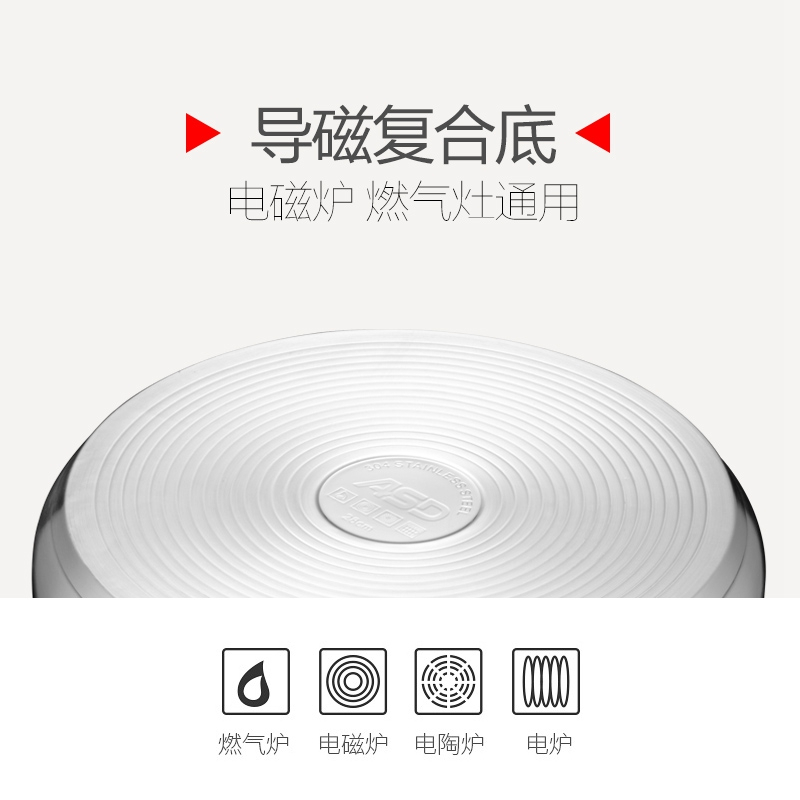 爱仕达(ASD)蒸锅304不锈钢 28CM三层加厚复底蒸锅QN1528磁炉通用高清大图