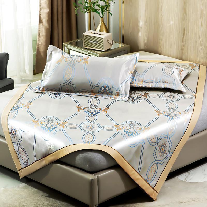 美帮汇冰丝凉席三件套1.8m床夏季席子1.5米可水洗折叠空调软席1.2夏凉席高清大图