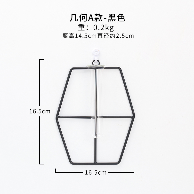 客厅墙面装饰品创意ins风卧室房间背景墙上墙壁挂件壁饰 水培花瓶 三维工匠 圆形b款-黑色