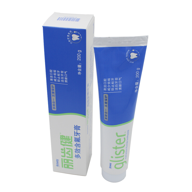 安利（Amway） 安利牙膏 丽齿健多效白茶牙膏200g和安利丽齿健多效含氟牙膏200g