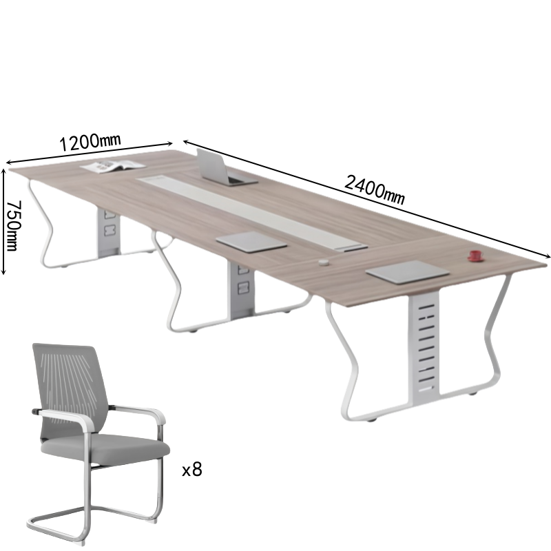 豫龙都 会议桌椅 2.4米+8椅/套高清大图