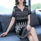 美动态大码女装时尚优雅印花连衣裙2022夏季胖mm高腰修身显瘦长裙