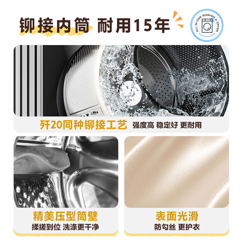 美的(Midea)滚筒洗衣机全自动家用 1.1洗净比 MG100V36T 10公斤 除菌净螨节能净速高清大图