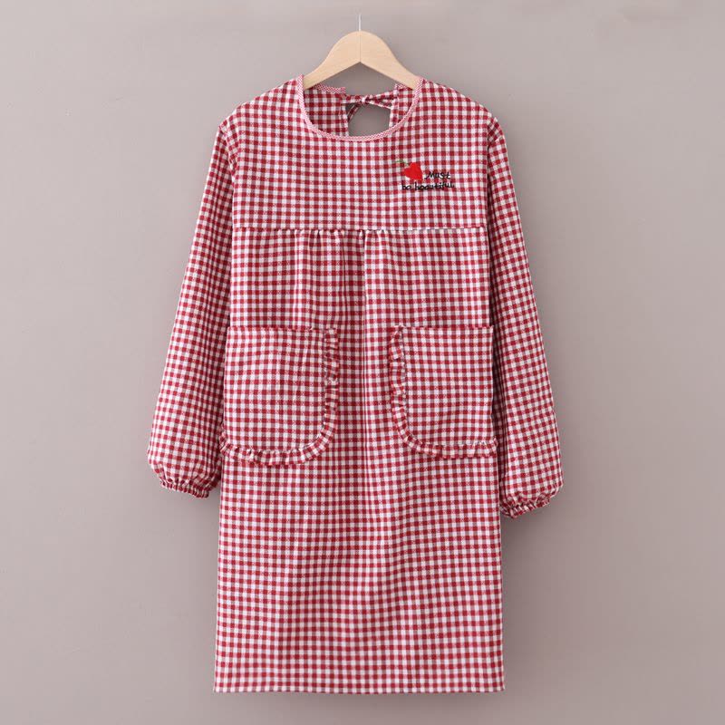 棉布围裙家用厨房女简约透气成人可爱防污围腰做饭工作服定制无袖图片