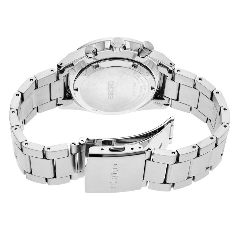 SEIKO/精工 Essentials系列男士手表 时尚百搭三眼计时日历绿盘钢石英防水腕表