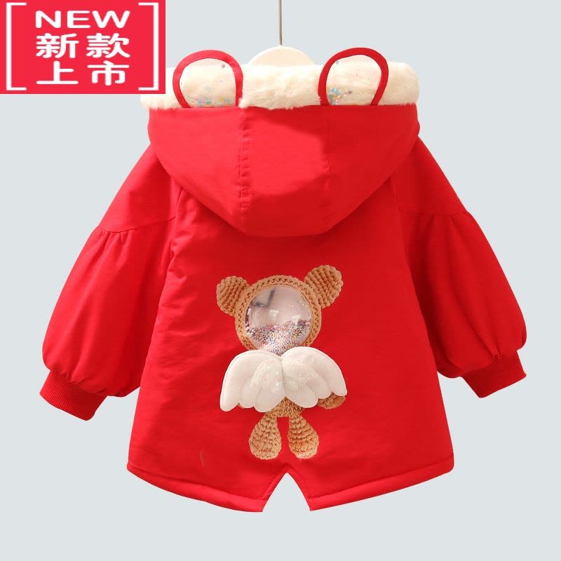 可莉允女童棉服冬装2022新款儿童加绒洋气翅膀冬季派克服女宝宝风衣外套图片