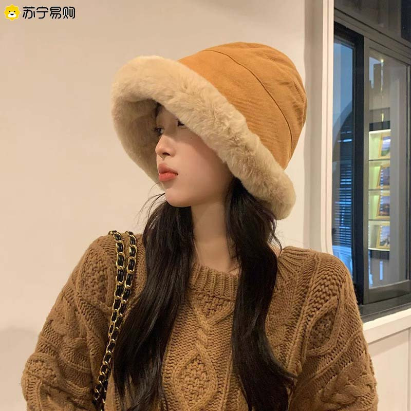 冬季毛绒渔夫帽女加厚防寒百搭蒙古帽保暖加绒加厚秋冬护耳帽子女