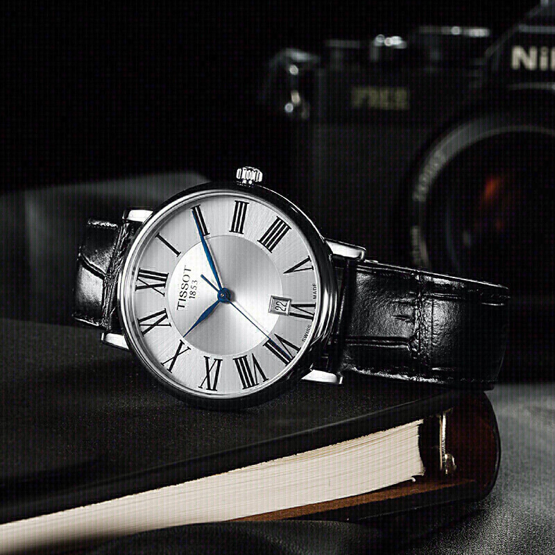 天梭(TISSOT)瑞士手表 卡森臻我系列腕表 皮带石英男表T122.410.16.033.00