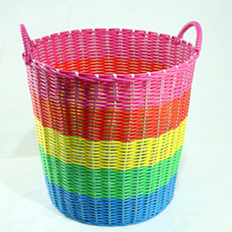 特大号塑料脏衣篮脏衣服收纳筐装衣物娄篮子浴室放玩具框洗衣篓桶 超级特大号彩虹色+特大随机色
