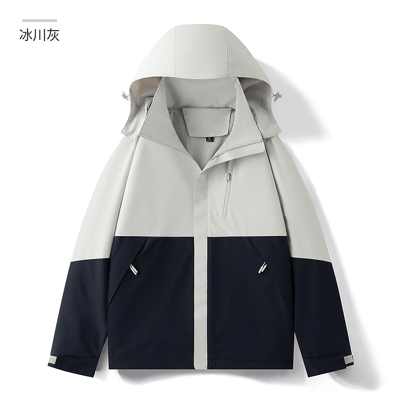 渔人船长春季户外风衣情侣款时尚山系防风透气运动夹克外套单层薄款冲锋衣 冰川灰（男女同款） 3XL
