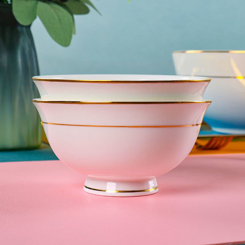 北国风光骨瓷餐具套装14头黄金线TS-0014套图片