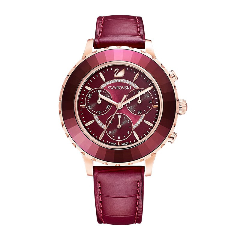 施华洛世奇swarovski手表绿水鬼系列皮带三眼计时多功能欧美表新款