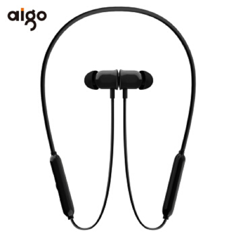 [精选]爱国者(aigo)W03-钢琴黑蓝牙耳机无线运动 双耳项圈式5.0蓝牙耳机挂脖头戴入耳式