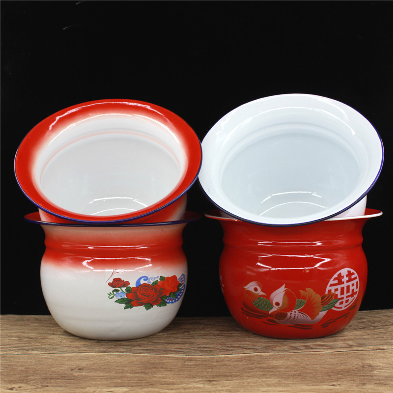 郝魅清洁工具老式加厚搪瓷痰盂矮痰桶小孩搪瓷尿盆尿桶老人坐便器婚庆痰盂喜庆痰盂 价格图片品牌报价 苏宁易购好莱兴达家居专营店