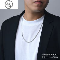JiMi龙骨链男士潮款925银项链复古银链痞帅锁骨链夏天配饰 3mm60厘米