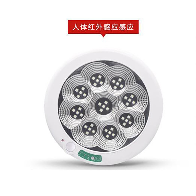 鸣固 人体红外线感应LED声光控吸顶灯 楼道感应灯应急消防灯 梅花款吸顶灯300 11W人体感应+强启