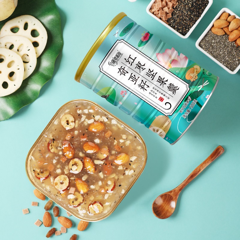 年货坚果速溶羹礼盒送人奇亚籽坚果红枣免煮早餐速食懒人冲泡粉羹罐装高清大图