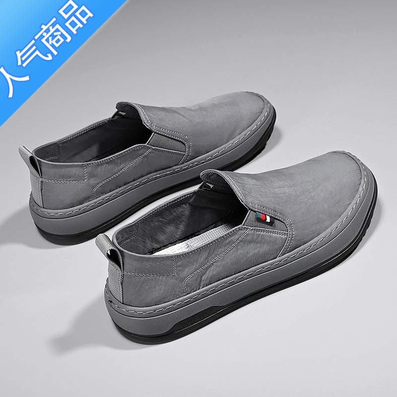 SUNTEK老北京布鞋男款秋冬季懒人超轻厚底休闲潮鞋一脚蹬帆布千层底工作