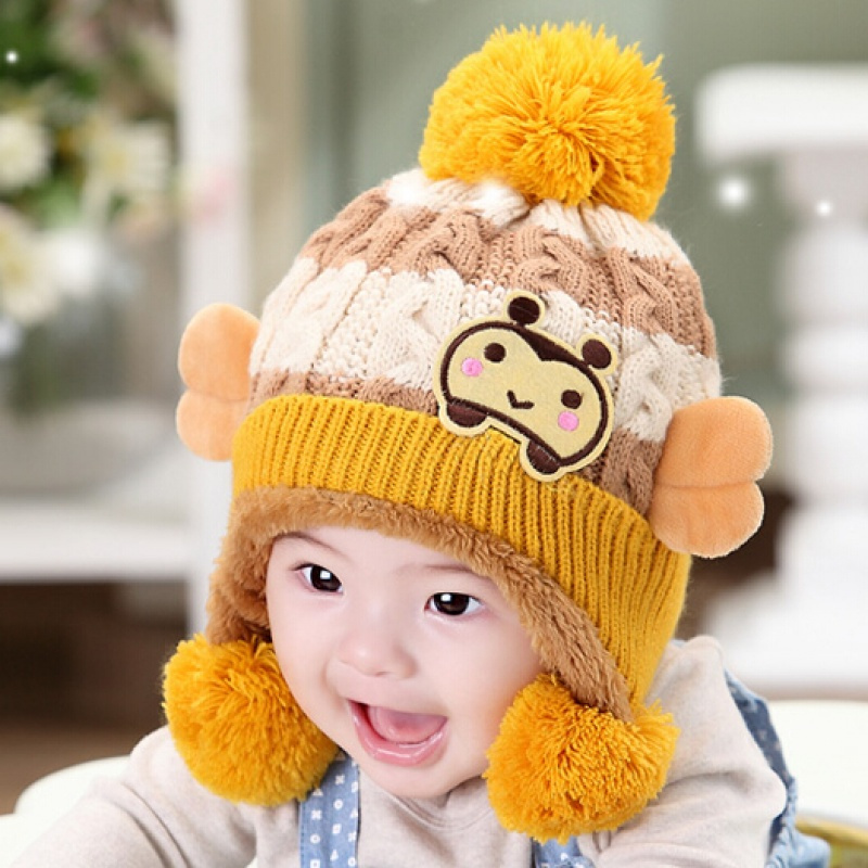 促销儿童帽子女宝宝帽子婴儿帽子冬天男童毛线帽针织帽毛绒帽冬帽童帽