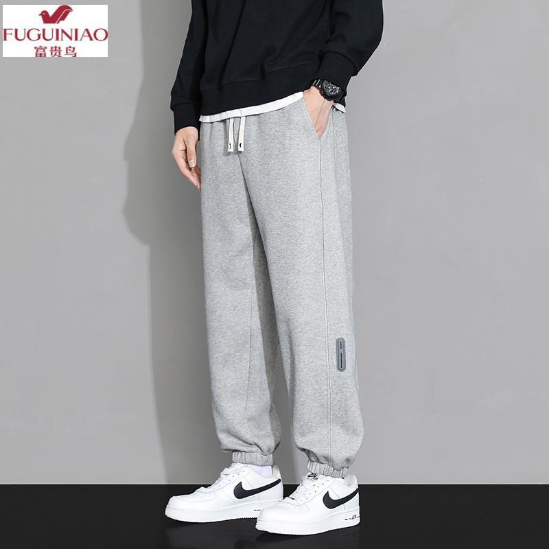 灰色卫裤青少年男秋季宽松束脚运动裤新款潮流休闲裤男士百搭哈伦裤