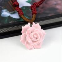 民 手工陶瓷项链 青花瓷 玫瑰 春款坠 时尚饰品送女朋友七夕情人节礼物