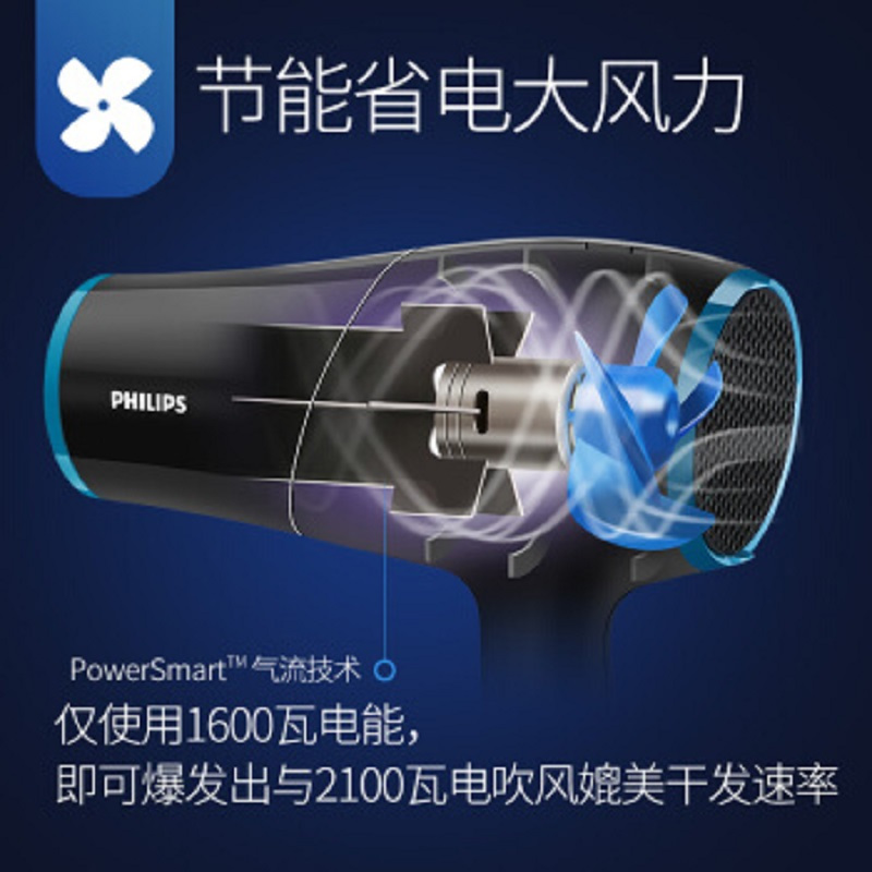 飞利浦 电吹风机 负离子家用吹风筒大功率冷热风六档调节恒温护发 HP8249