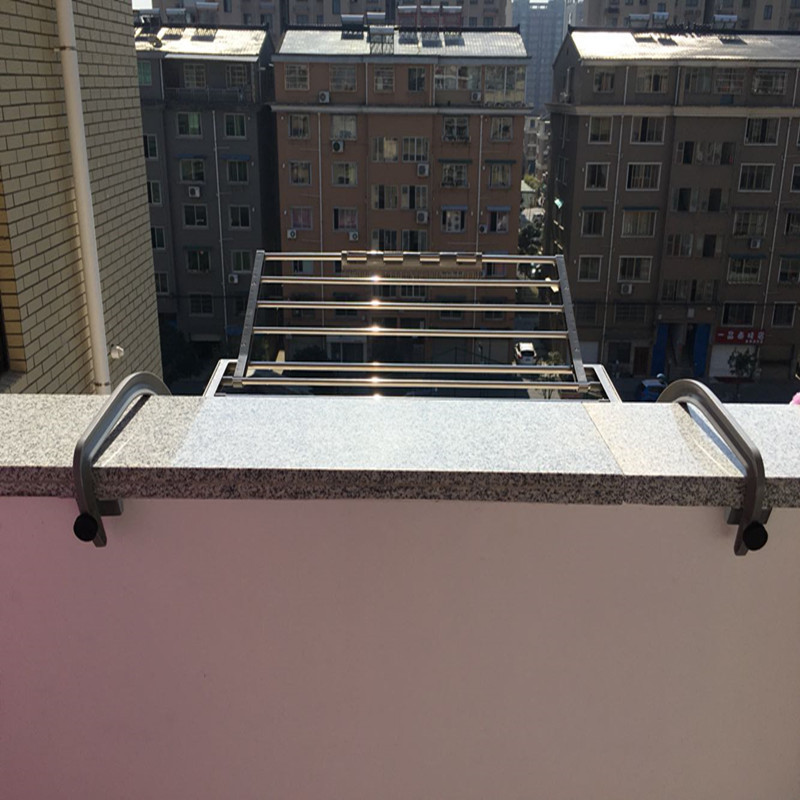 不锈钢阳台户外ciaa伸缩晾衣杆推拉折叠晾衣架室外窗外晒衣架晒鞋架灰