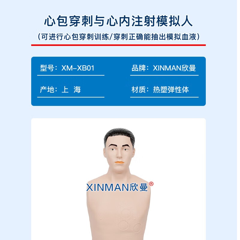欣曼科教 心包穿刺与心内注射模拟人 心包穿刺训练模型XM-XB01高清大图
