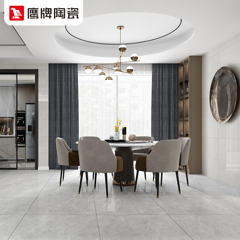 鹰牌 现代简约地板砖 客厅全抛釉耐磨防滑地砖800x800墙砖凯撒灰