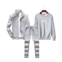 2/3件三件套秋季新款长袖长裤休闲套装男装卫衣运动服男两件套 3XL145-160斤 778灰色【三件套】