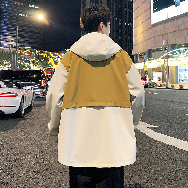 狮臣SHICHEN 2023年秋季新款男士夹克潮工装夹克外套男青少年休闲宽松外套时尚百搭连帽外套男装