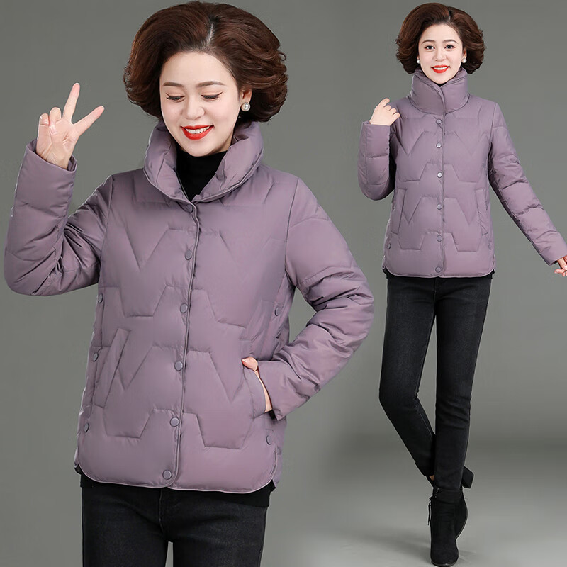 dafy品牌小个子妈妈短款小棉袄羽绒棉服女中老年秋冬装棉衣外套大码40