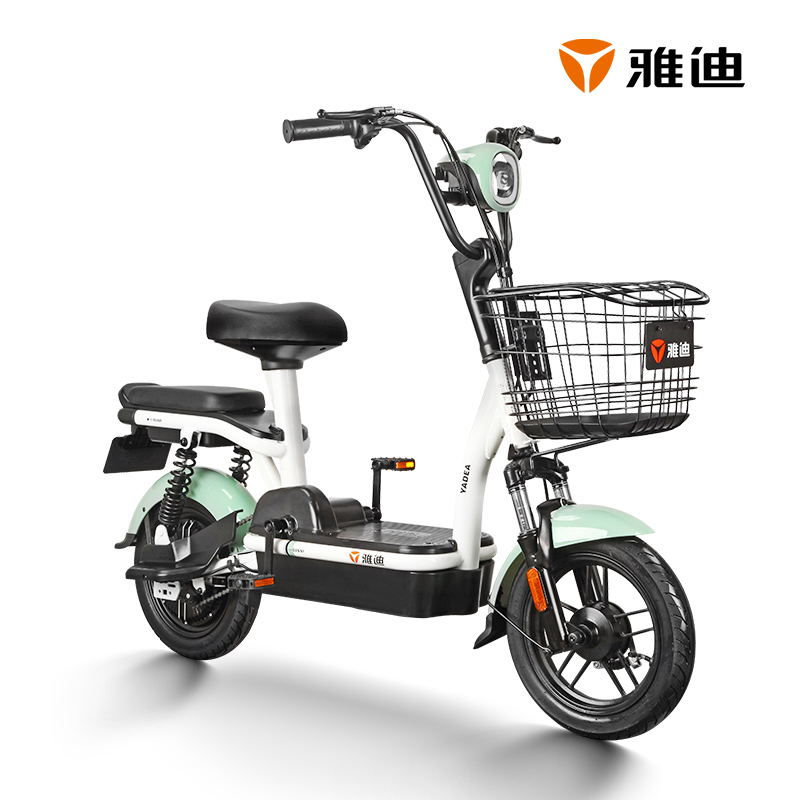 雅迪电动车2020新款铅酸小金果48V电瓶车踏板代步电动自行车 小金果牛油果绿