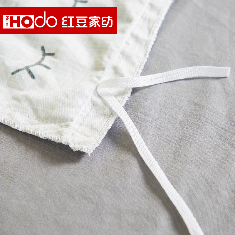 红豆家纺 水洗印花四件套ins简约风1.5/1.8米床床单被套高清大图