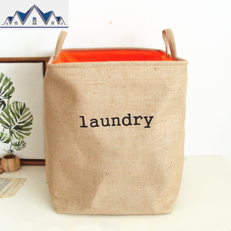 欧式加厚布艺折叠方形收纳筐脏衣篮收纳盒储物玩具收纳筐衣服篓子 三维工匠收纳篮 黄麻收纳筐36*36*44cm大号