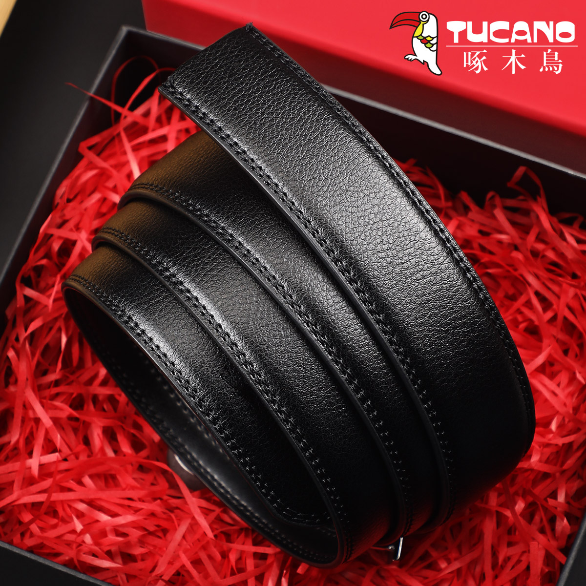 啄木鸟新款男士皮带条不带头真皮带身无头自动扣纯牛皮裤腰带新真高清大图