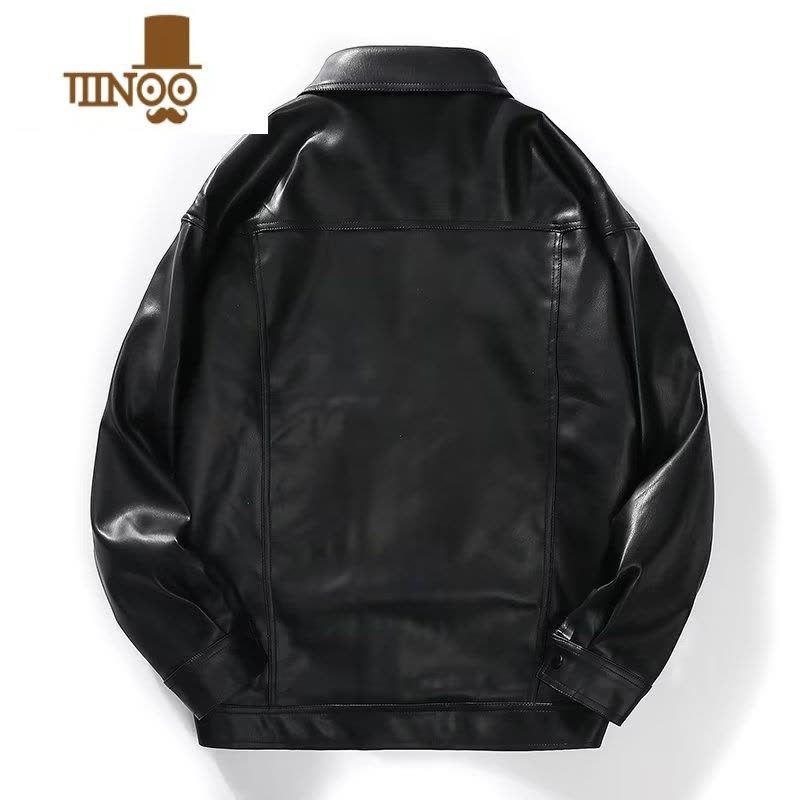 YANXU机车PU皮衣男士潮牌宽松防风皮夹克男装感复古休闲外套图片
