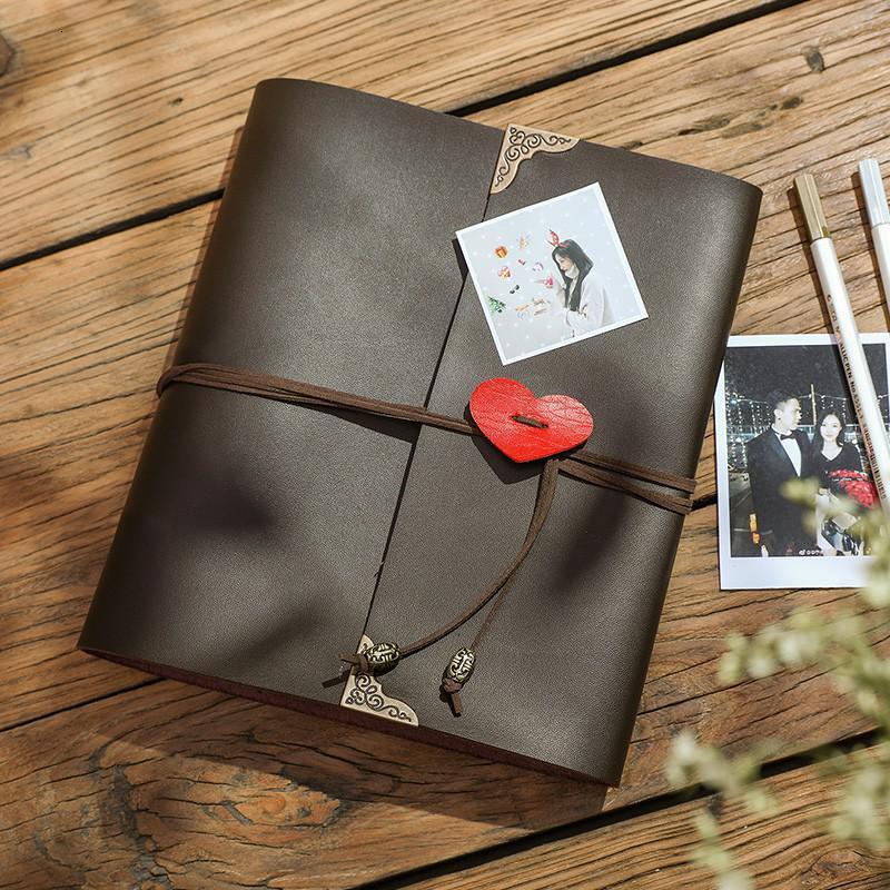 diy相册手工自制作创意粘贴照片纪念册手绘情侣闺蜜皮质相薄三维工匠
