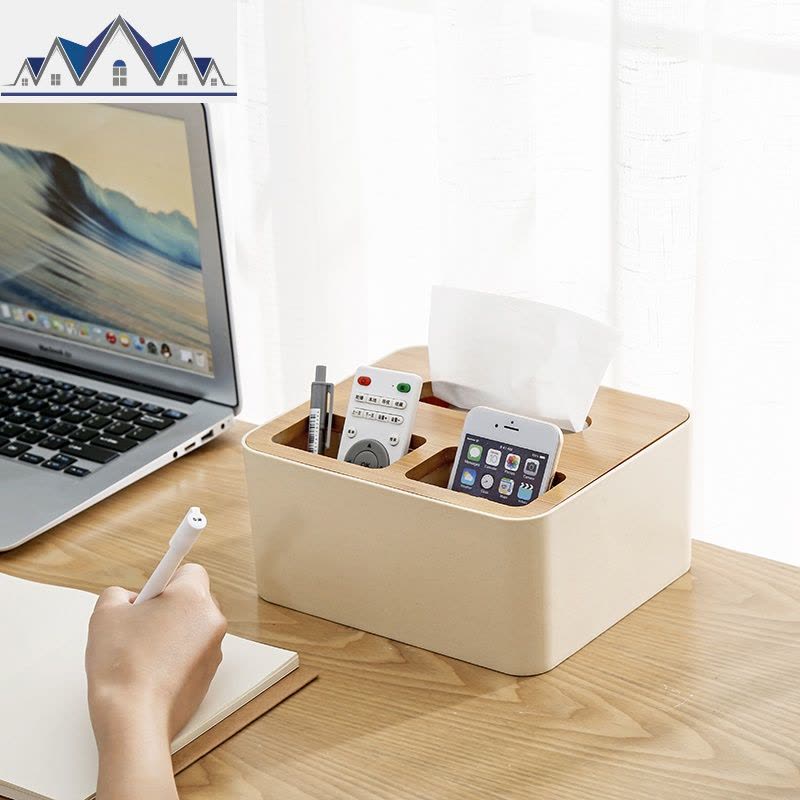 北欧多功能纸巾盒抽纸客厅家用创意茶几餐巾卷纸筒简约遥控器收纳 三维工匠收纳盒图片