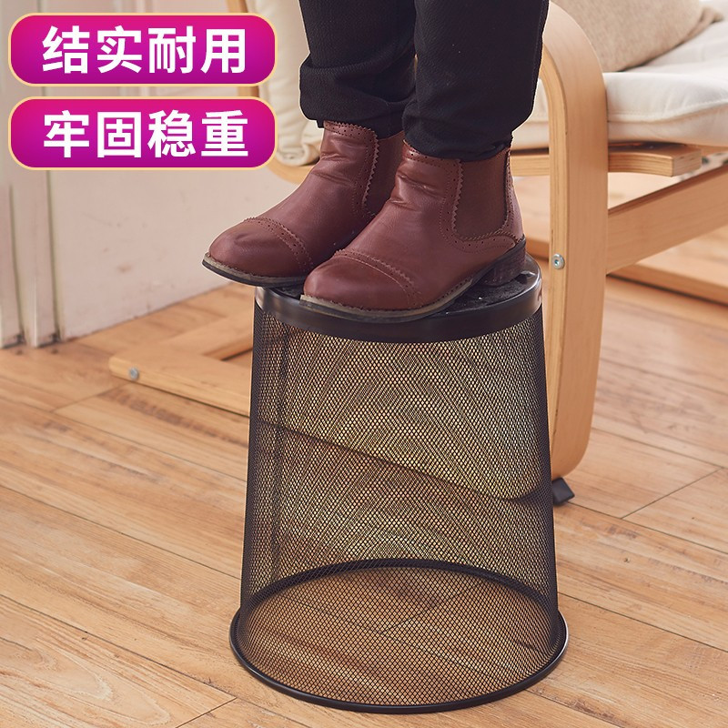 囍诺 金属网状垃圾桶12L无盖大号 办公室垃圾桶客厅铁丝网状纸篓高清大图