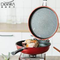 迪迪尼卡(Didinika)2019新品双面可拆分式烤盘麦饭石无油烟不粘多功能煎锅焖锅 红色