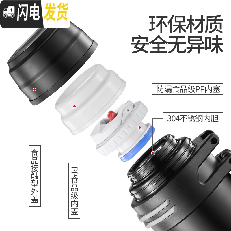 三维工匠旅行杯保温瓶水瓶保温壶大容量外出便携不锈钢真空户外车载2 哑光黑-1200高清大图