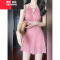 YIBUSHENG微胖MM法式复古纯欲风粉色连衣裙女辣妹设计感显瘦吊带海边泳衣裙